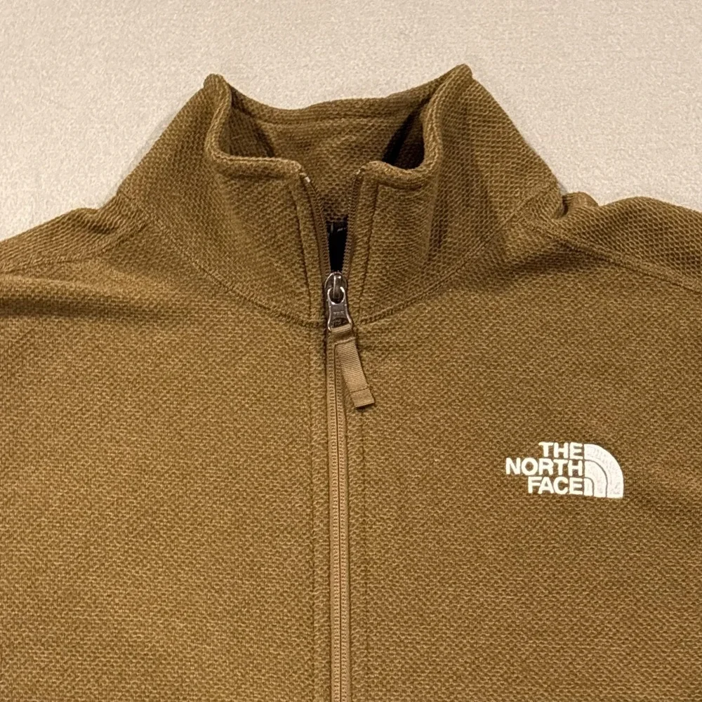 The‎ North Face Sweater Men Medium Brown Waffle Knit 1/4 Zip Pullover Hiking